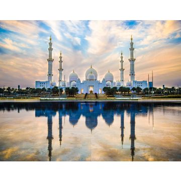 Lais Puzzle - Große Sheikh-Zayed-Moschee und Spiegelung im Springbrunnen bei Sonnenuntergang - Abu Dhabi, Vereinigte Arabische Emirate - 40, 100, 200, 500, 1.000 & 2.000 Teile