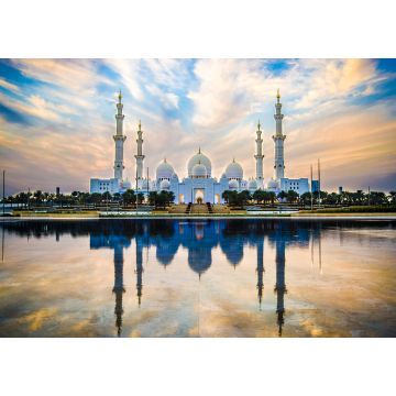 Lais Puzzle - Große Sheikh-Zayed-Moschee und Spiegelung im Springbrunnen bei Sonnenuntergang - Abu Dhabi, Vereinigte Arabische Emirate - 1.000 Teile