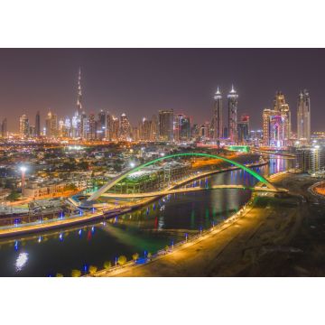 Lais Puzzle - Luftaufnahme der Toleranzbrücke und der Skyline des Stadtzentrums von Dubai. Architekturstruktur mit See oder Fluss, Vereinigte Arabische Emirate - 1.000 Teile