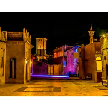 Lais Puzzle - Neonlichter beleuchten den Stadtteil Al Fahidi bei Nacht in Dubai, Vereinigte Arabische Emirate - 40, 100, 200, 500, 1.000 & 2.000 Teile