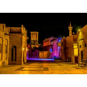 Lais Puzzle - Neonlichter beleuchten den Stadtteil Al Fahidi bei Nacht in Dubai, Vereinigte Arabische Emirate - 1.000 Teile