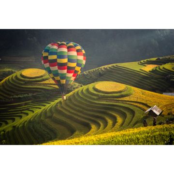 Lais Puzzle - Heißluftballon über einem Reisfeld in Mu cang chai, Vietnam - 2.000 Teile