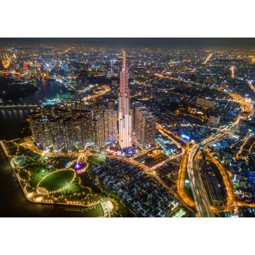 Lais Puzzle - Schöne Luftaufnahme des höchsten Gebäudes in Saigon bei Nacht - 1.000 Teile