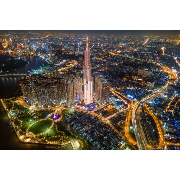 Lais Puzzle - Schöne Luftaufnahme des höchsten Gebäudes in Saigon bei Nacht - 2.000 Teile