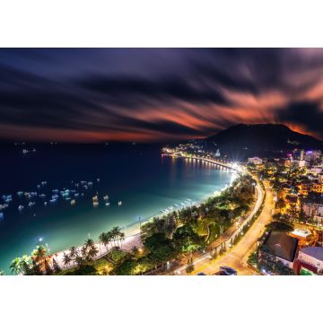 Lais Puzzle - Panoramablick auf die Küste von Vung Tau von oben, mit Wellen, Küstenlinie, Straßen, Kokospalmen und dem Berg Tao Phung in Vietnam - 1.000 Teile