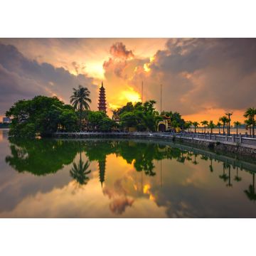 Lais Puzzle - Sonnenuntergang an der alten Tran Quoc-Pagode in Ha Noi, Vietnam - 1.000 Teile