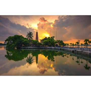 Lais Puzzle - Sonnenuntergang an der alten Tran Quoc-Pagode in Ha Noi, Vietnam - 2.000 Teile