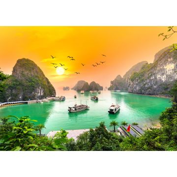 Lais Puzzle - Verträumte Sonnenuntergangslandschaft in der Halong-Bucht, Vietnam, Blick von der Adove. Dies ist das UNESCO-Weltkulturerbe, ein wunderschönes Naturwunder im Norden Vietnams - 1.000 Teile