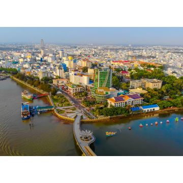 Lais Puzzle - Luftaufnahme der Liebesbrücke oder des Ninh-Kieu-Kais im Stadtzentrum von Can Tho City, Vietnam - 1.000 Teile