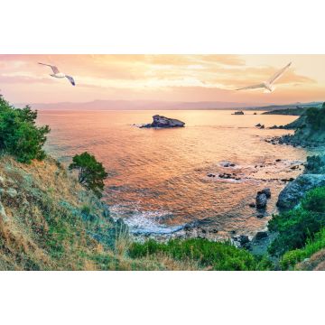 Lais Puzzle - Kap Akamas Bay mit Möwen am Himmel bei Sonnenuntergang - 2.000 Teile