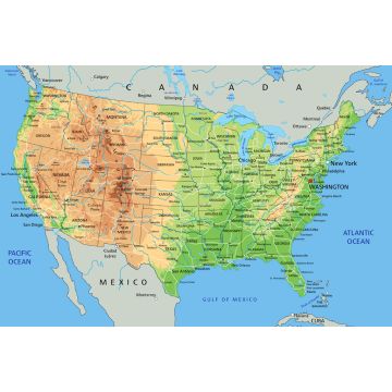 Lais Puzzle - Hochdetaillierte physische Karte der Vereinigten Staaten von Amerika mit Beschriftung - 2.000 Teile