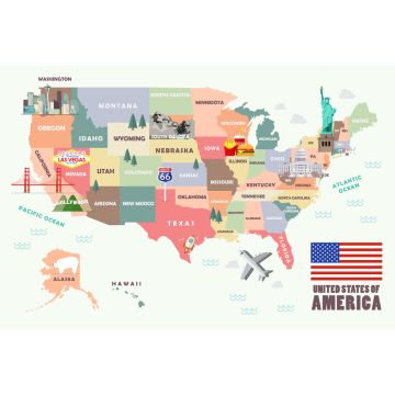 Lais Puzzle - Karte der Vereinigten Staaten von Amerika mit Berühmten Sehenswürdigkeiten - 2.000 Teile