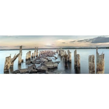 Lais Puzzle - Alter Pier bei Sonnenuntergang im Naturreservat in der Stadt Timrå, Schweden, Panorama - 1.000 Teile
