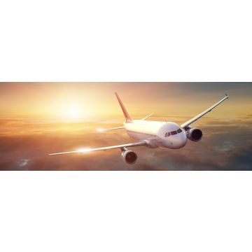 Lais Puzzle - Flugzeug am Himmel bei Sonnenuntergang, Panorama - 1.000 Teile