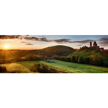 Lais Puzzle - Corfe Castle, Sonnenaufgangspanorama in Dorset, England, Panorama - 1.000 Teile