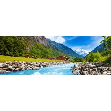 Lais Puzzle - Schweizer Landschaft mit Flusslauf und Häusern, Panorama - 1.000 Teile