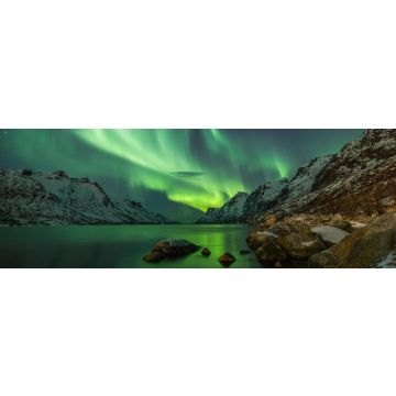 Lais Puzzle - Aurora Borealis reflektiert zwischen zwei Fjorden in Tromsø, Panorama - 1.000 Teile