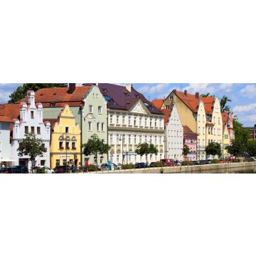 Lais Puzzle - Stadtbild von Landshut im Sommer mit Spiegelung im Fluss, Panorama - 1.000 Teile