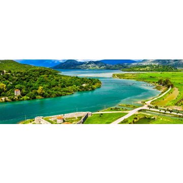 Lais Puzzle - Venezianisches Dreiecksschloss und der Vivari-Kanal bei Butrint in Albanien, Panorama - 1.000 Teile