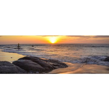 Lais Puzzle - Ein Fischer bei Sonnenuntergang am Playa las Pocitas, Mancora, Peru, Panorama - 1.000 Teile