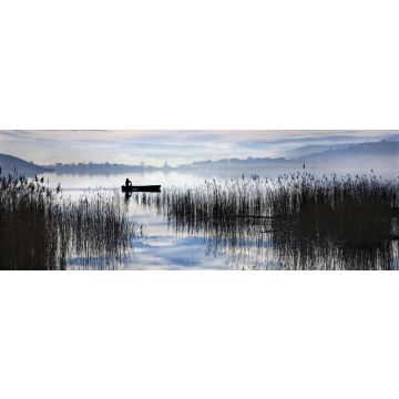 Lais Puzzle - Fischer im See Zazari, in der Nähe des Dorfes Limnochori, Gemeinde Amyndaio, Florina, Mazedonien, Griechenland, Panorama - 1.000 Teile