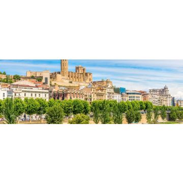Lais Puzzle - Blick auf die alte Kathedrale Seu Vella mit Segre Fluss in Lleida, Katalonien, Spanien, Panorama - 1.000 Teile
