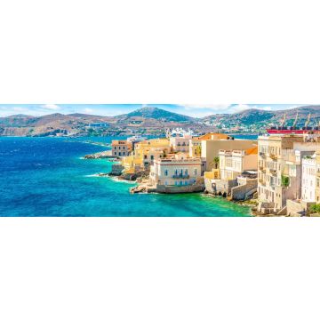 Lais Puzzle - Farbenfrohe Landschaft der griechischen Insel Syros. Ermoupoli Stadt entlang des Ägäischen Meeres, Griechenland, Panorama - 1.000 Teile