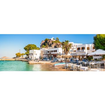 Lais Puzzle - Insel Patmos, Griechenland. Dorf Skala und Hafenansicht mit Strand am Hafen, Panorama - 1.000 Teile