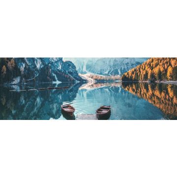 Lais Puzzle - Boote auf dem Pragser Wildsee in den Dolomiten, Sudtirol, Italien, Panorama - 1.000 Teile