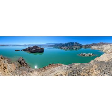 Lais Puzzle - Blick auf trockenes Wüstenland am Stausee Lago Cuesta del Viento in San Juan, Argentinien, Panorama - 1.000 Teile