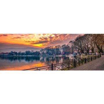 Lais Puzzle - Blick auf den See Pamvotis bei Sonnenuntergang. Ioannina Stadt, Griechenland, Panorama - 1.000 Teile