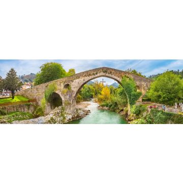 Lais Puzzle - Römische Buckelbrücke auf dem Sella-Fluss in Cangas de Onis, Asturien, Spanien, Panorama - 1.000 Teile