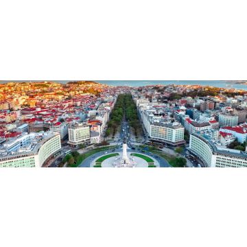Lais Puzzle - Lissabon Skyline Panorama, Europäische Stadtansicht auf Marques Pombal Platz Monument, Sonnenuntergang, Kreuzung, Portugal, Panorama - 1.000 Teile