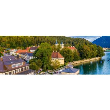 Lais Puzzle - Tegernsee, Deutschland. Der Tegernsee in Rottach-Egern (Bayern), Deutschland, nahe der österreichischen Grenze. Luftaufnahme des Tegernsees in den bayerischen Alpen. Bad Wiessee. Tegernsee in Bayern, Panorama - 1.000 Teile