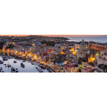 Lais Puzzle - Procida, Sonnenuntergang über dem Hafen von La Corricella. Neapel, Kampanien, Italien, Panorama - 1.000 Teile