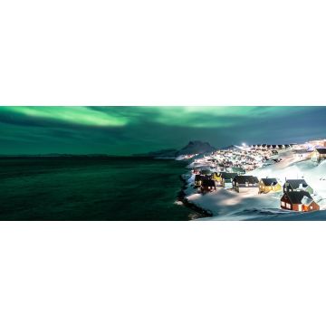 Lais Puzzle - Aurora Borealis (Nordlicht) über dem Nachthimmel von Nuuk, der Hauptstadt von Grönland, Panorama - 1.000 Teile