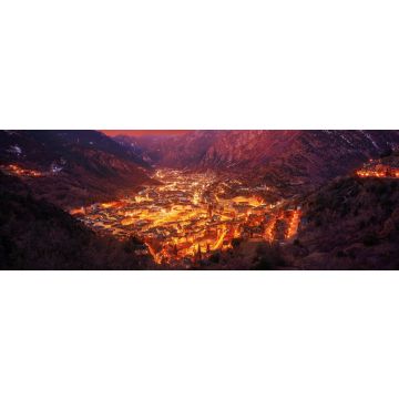 Lais Puzzle - Skyline von Andorra la Vella bei Sonnenuntergang Pyrenäen, Panorama - 1.000 Teile
