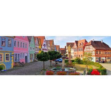 Lais Puzzle - die Stadt Aub mit Brunnen in Deutschland - the town Aub in Germany, Panorama - 1.000 Teile