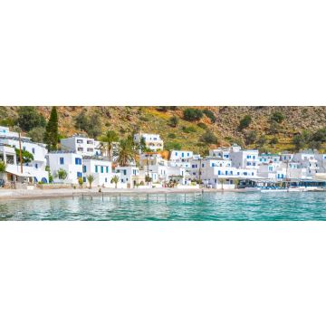 Lais Puzzle - Fischerboot und das malerische Dorf Loutro auf Kreta, Griechenland, Panorama - 1.000 Teile