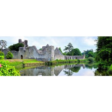 Lais Puzzle - Mittelalterliche Burg Desmond, Irland mit Flussreflexionen und Blumen, Adare, Grafschaft Limerick, Panorama - 1.000 Teile