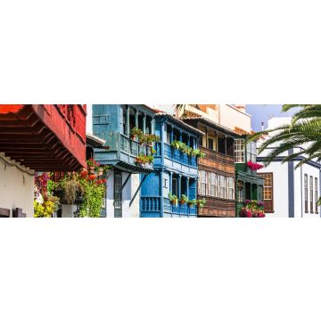 Lais Puzzle - Traditionelle Kolonialarchitektur der Kanarischen Inseln. Hauptstadt von La Palma - Santa Cruz mit bunten Balkonen, Panorama - 1.000 Teile