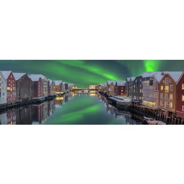 Lais Puzzle - Lagerhäuser Trondheim Norwegen Nordlicht, Panorama - 1.000 Teile