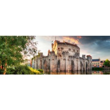 Lais Puzzle - Gent - Schloss Gravensteen bei dramatischem Sonnenaufgang, Panorama - 1.000 Teile