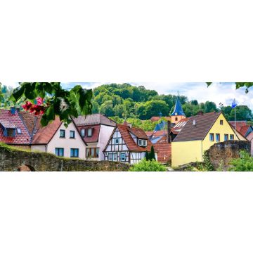 Lais Puzzle - Blick auf die alte Stadtmauer und Fachwerkhäuser in Bad Orb, Hessen, Deutschland, Panorama - 1.000 Teile