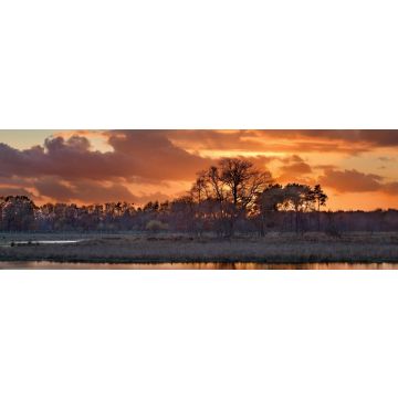 Lais Puzzle - Schöner roter Sonnenuntergang in einem Feuchtgebiet, Turnhout, Belgien, Panorama - 1.000 Teile