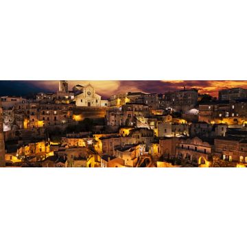 Lais Puzzle - Matera, Basilikata, Italien: Landschaft der Altstadt in der Abenddämmerung unter einem dramatischen Himmel, Panorama - 1.000 Teile