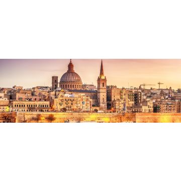 Lais Puzzle - Valletta, Malta: Skyline vom Marsans Harbour bei Sonnenuntergang. Die Kathedrale, Panorama - 1.000 Teile