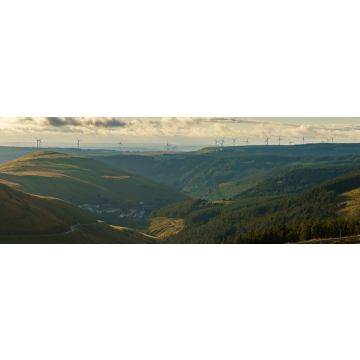 Lais Puzzle - Windturbinen auf den Hügeln bei Abergwynfi in Neath Port Talbot, West Glamorgan, Wales, UK, Panorama - 1.000 Teile