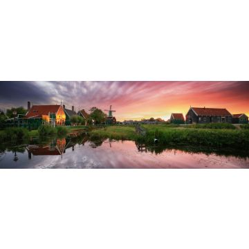 Lais Puzzle - Traditionelle holländische Windmühle in der Nähe des Kanals. Niederlande, Landschaft bei Sonnenuntergang, Panorama - 1.000 Teile