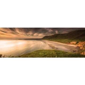 Lais Puzzle - Sonnenuntergang in der Rhossili-Bucht auf der Halbinsel Gower, Swansea, Südwales, Großbritannien, Panorama - 1.000 Teile